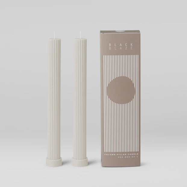 Column Pillar Candle Duo - Cream White