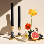 Column Pillar Candle Duo - Black