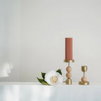 Beaded Fountain Brass Candle Holder - Coral Medium