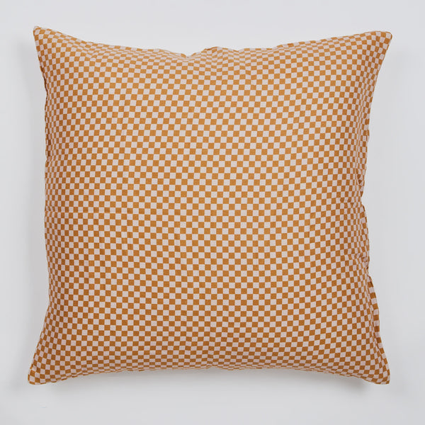 Tiny Checkers Tan Euro Pillowcase | Set Of 2
