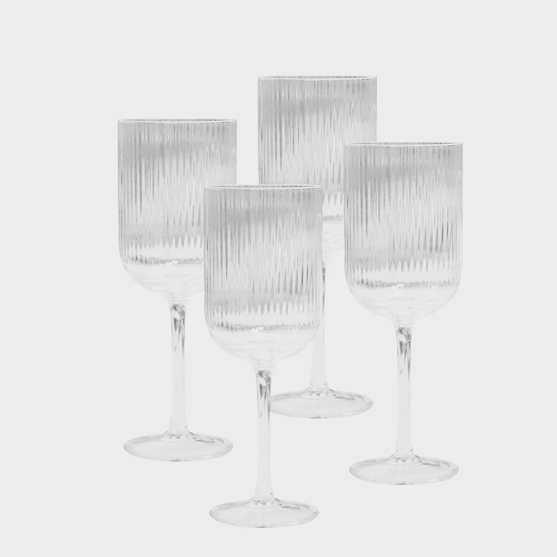 Ribbed Wine Glasses - Set of 4