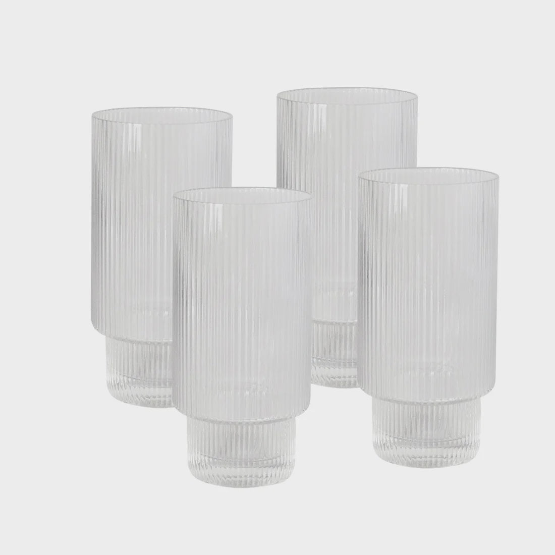 Ribbed Highball Glasses - Set of 4