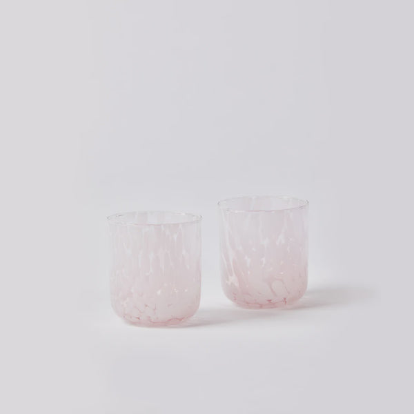 Glass Tumbler Dots Pink (Set Of 2)