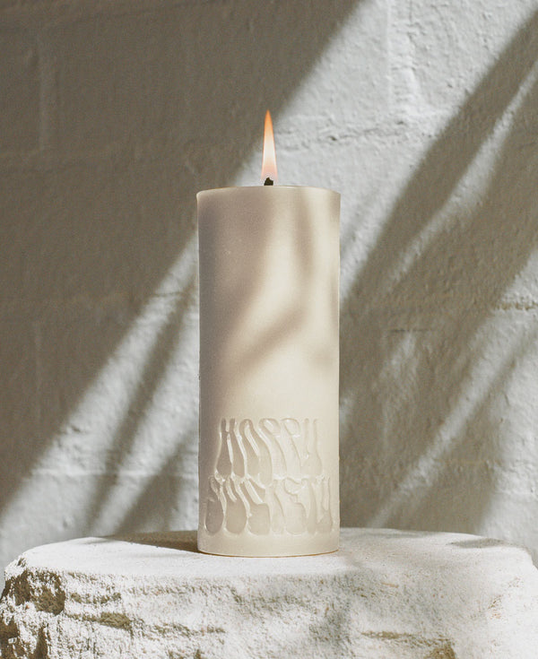 Olive Wax Pillar Candle - Large - Lavender