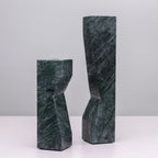 Pilos Taper Candlestand - Green Marble - Short