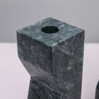 Pilos Taper Candlestand - Green Marble - Short