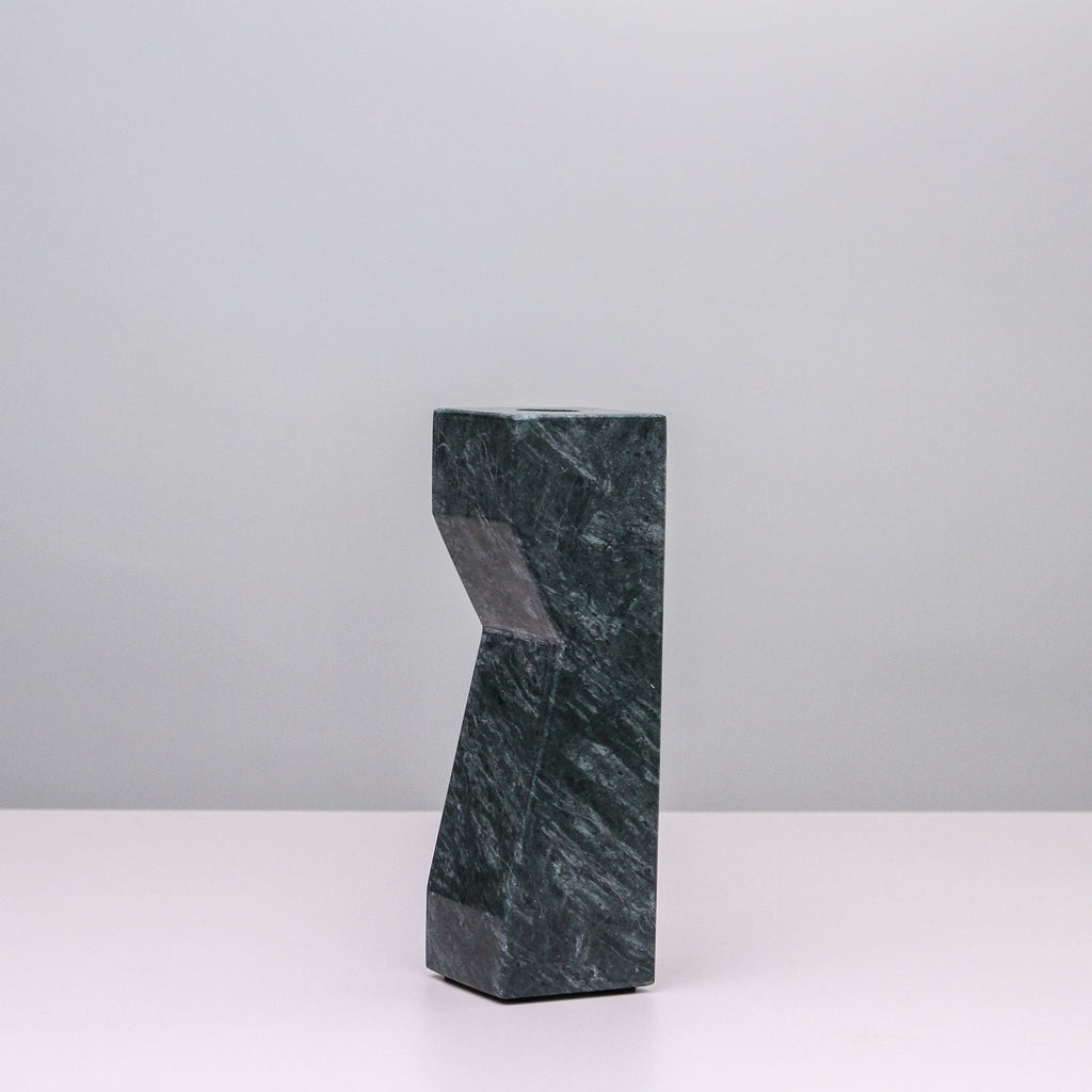 Pilos Taper Candlestand - Green Marble - Short
