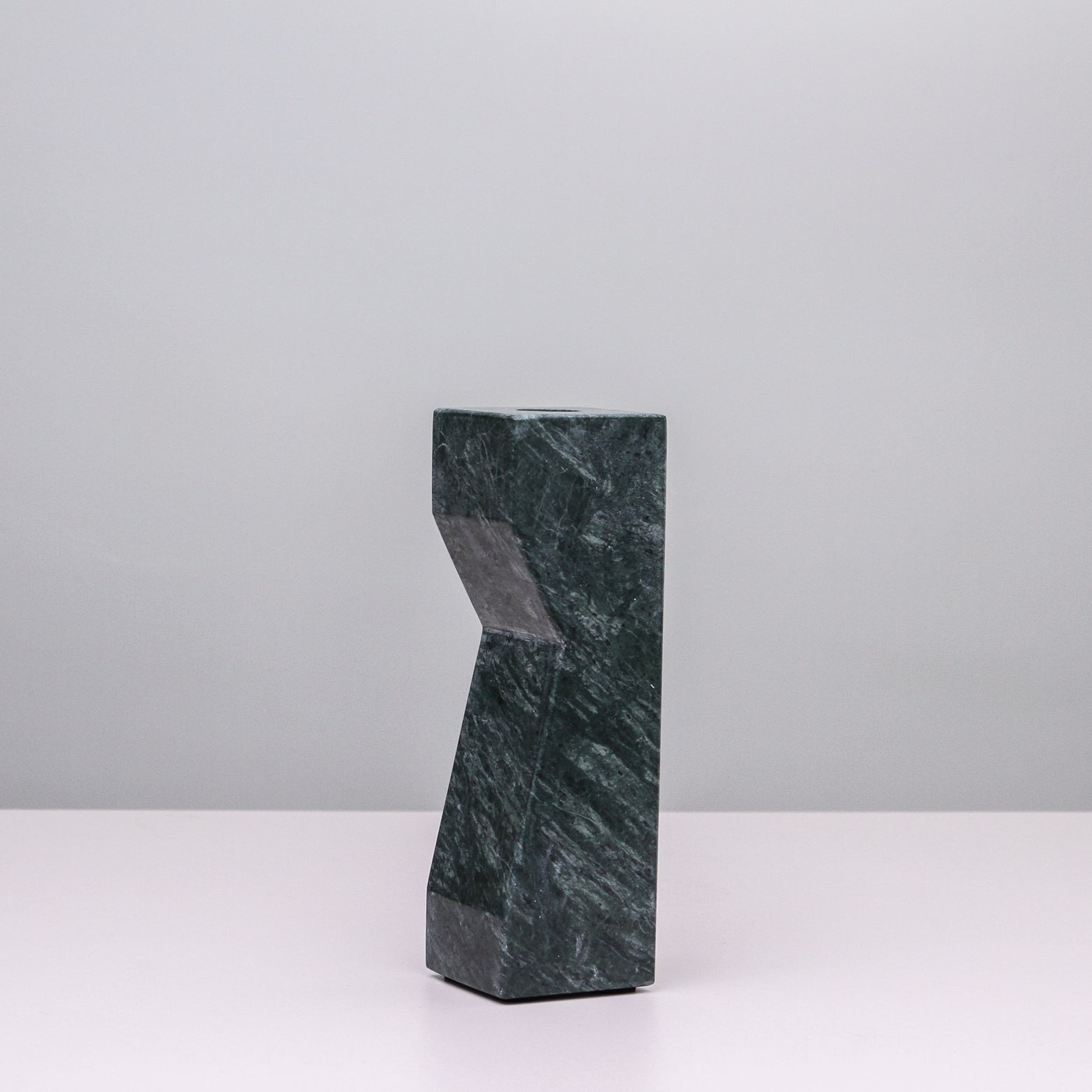 Pilos Taper Candlestand - Green Marble - Short