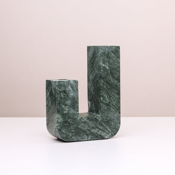 Staggered Taper Candlestand - Green Marble