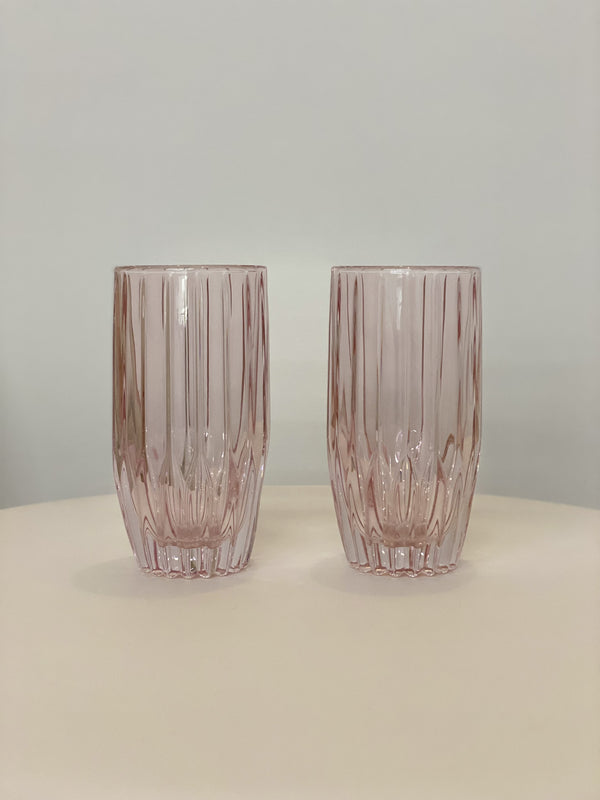 Pink Set Of Two Large Tumbler Glass