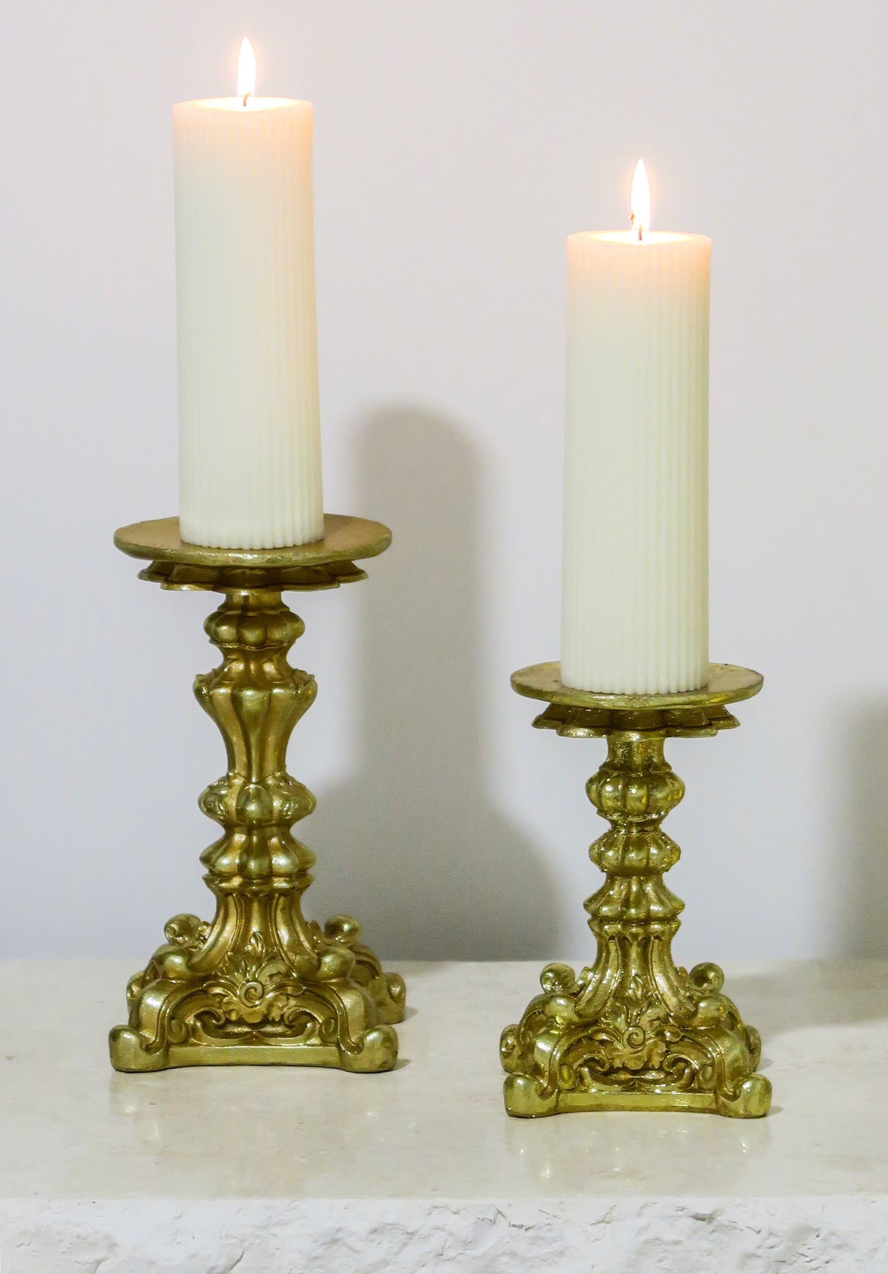 Gold Resin Pillar Candle Stand | Large