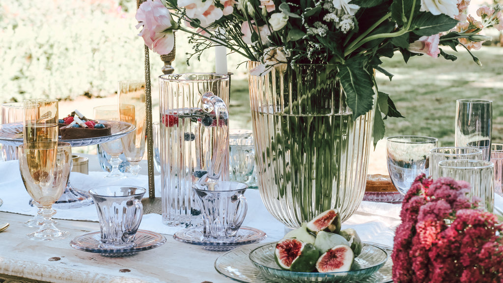 Green Set Of Two Glass Fruit Plate