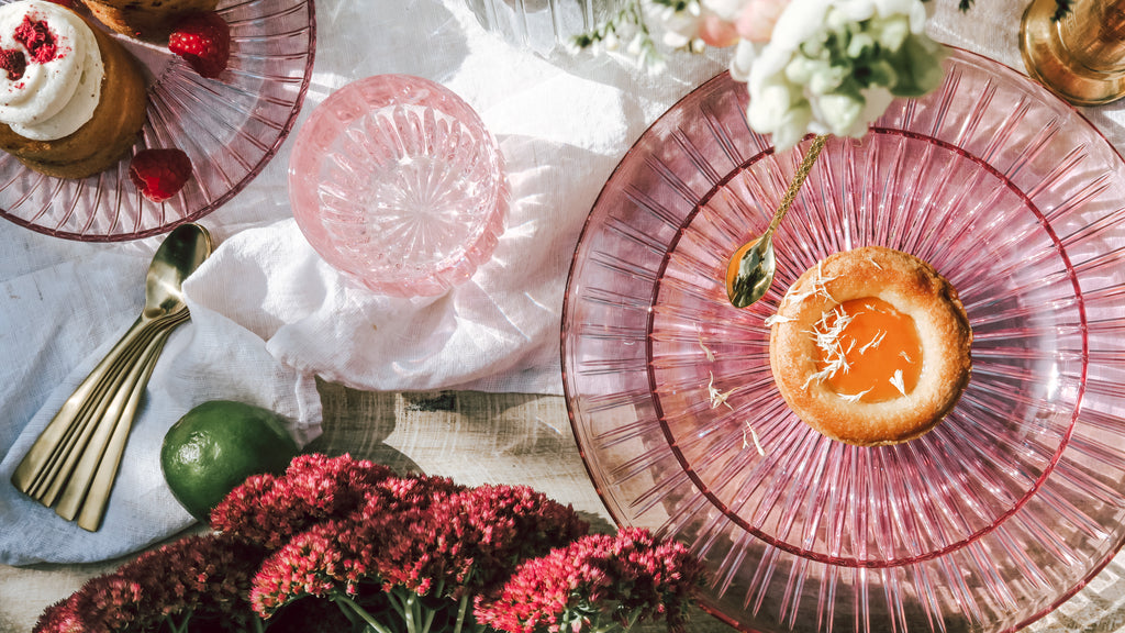 Pink Set Of Two Glass Fruit Plate