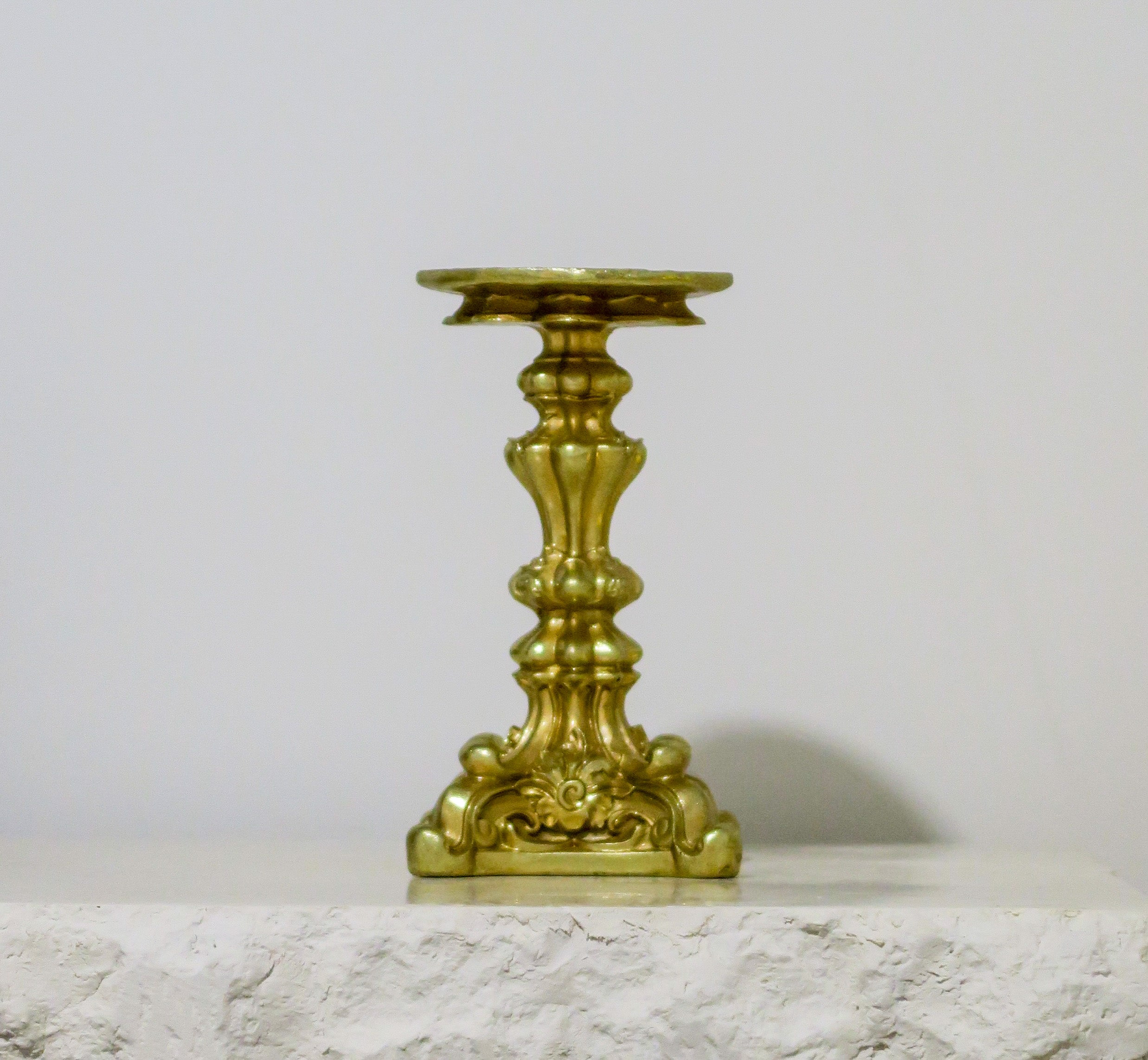 Gold Resin Pillar Candle Stand | Large