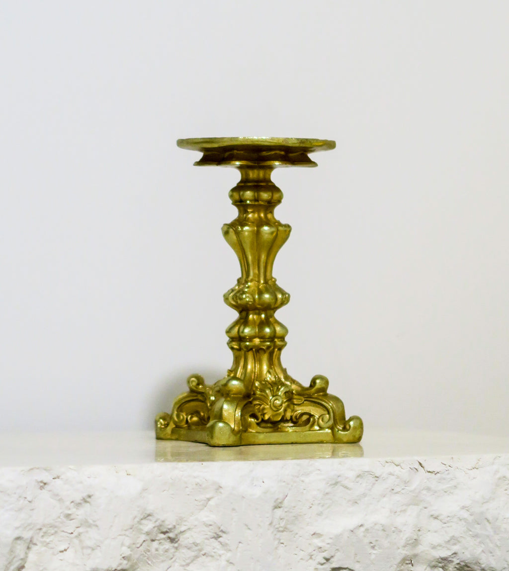 Gold Resin Pillar Candle Stand | Large