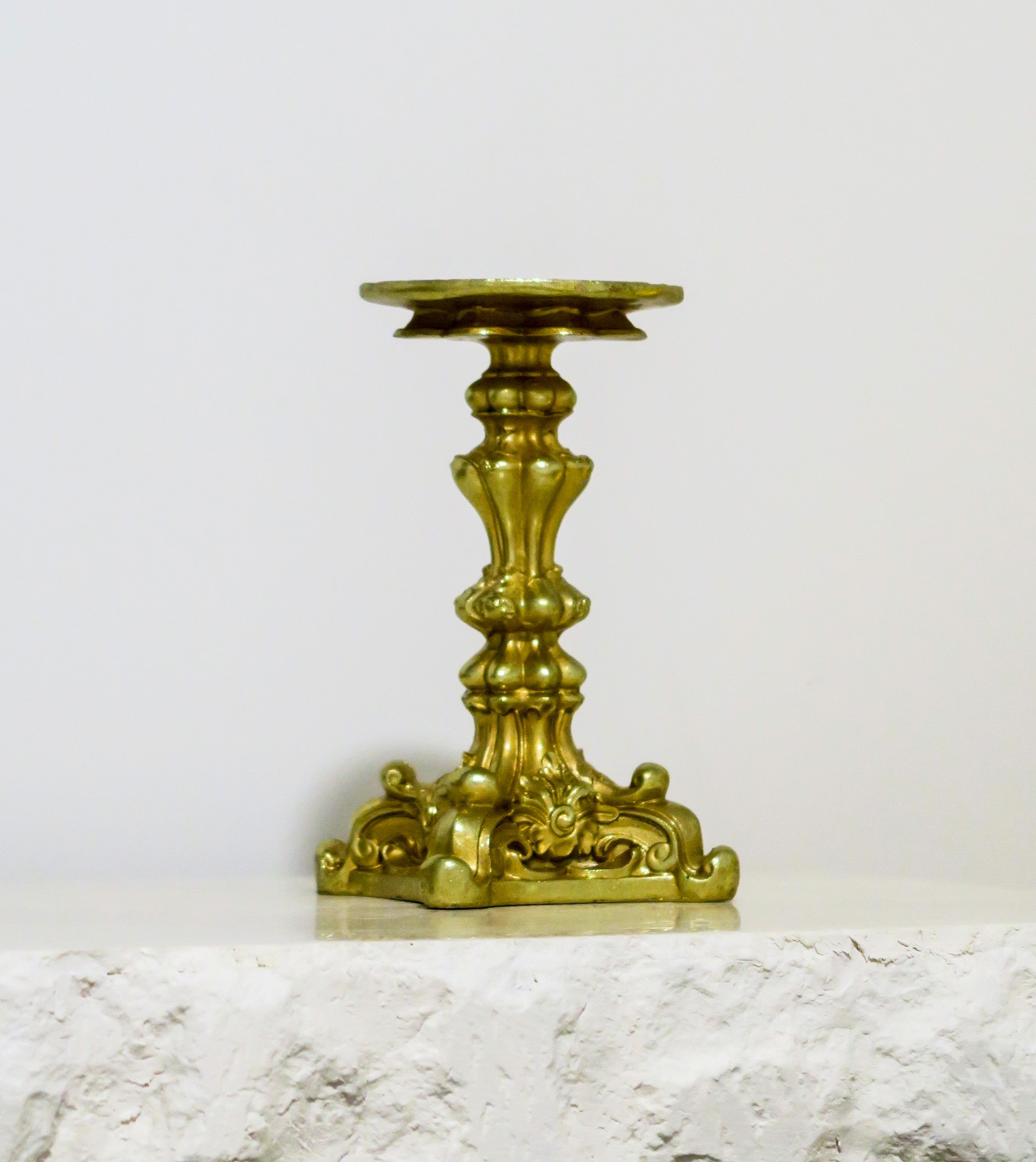 Gold Resin Pillar Candle Stand | Large