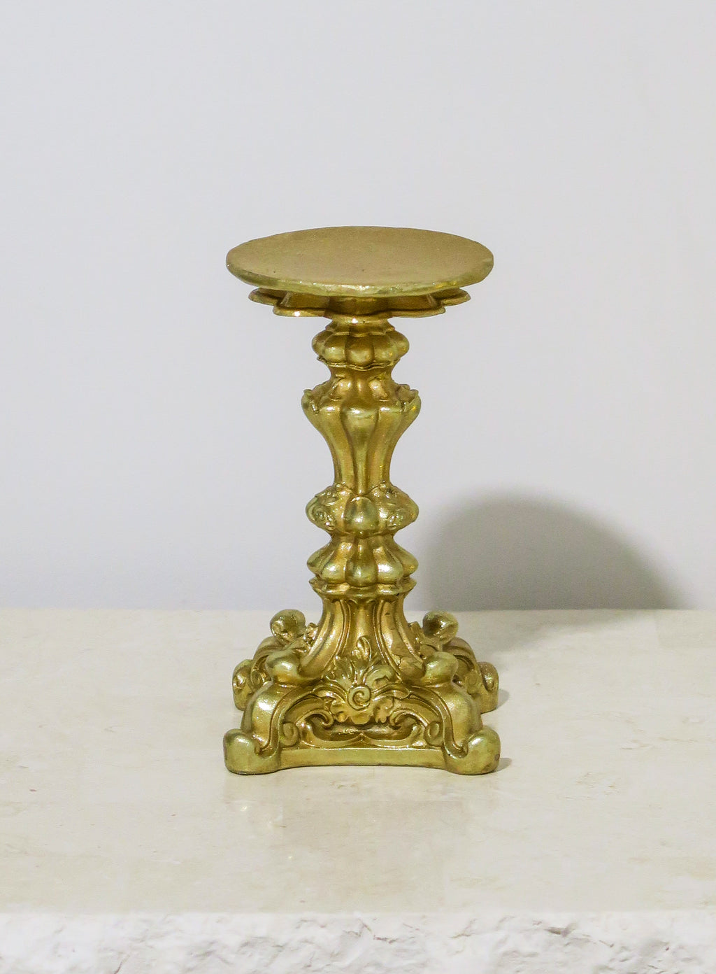 Gold Resin Pillar Candle Stand | Large