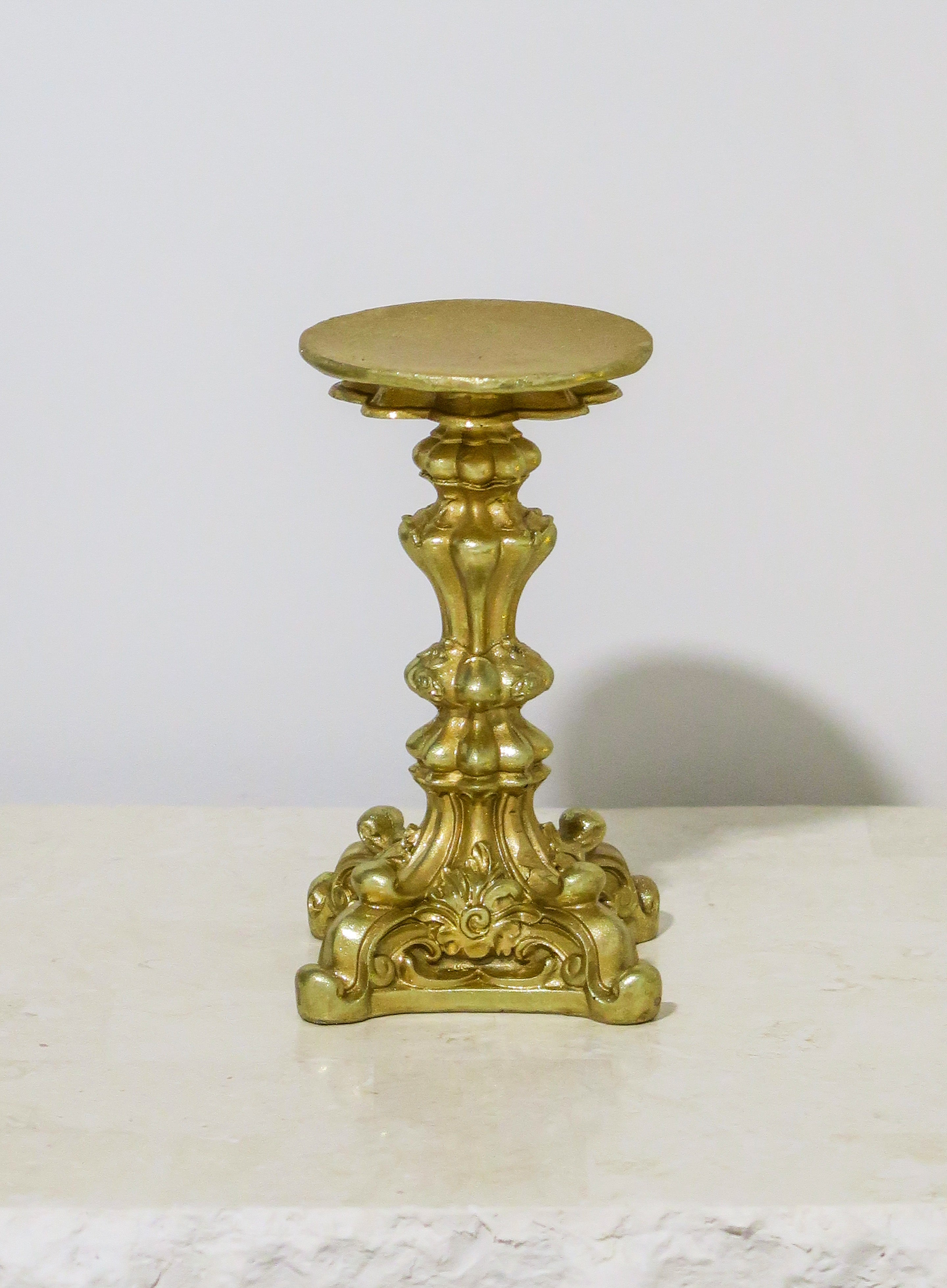 Gold Resin Pillar Candle Stand | Large