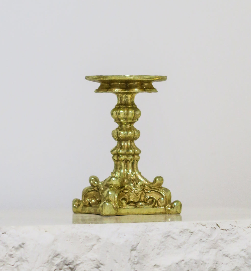 Gold Resin Pillar Candle Stand | Small