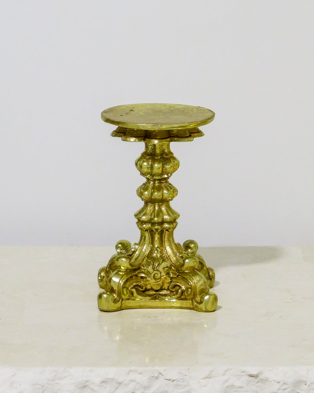 Gold Resin Pillar Candle Stand | Small