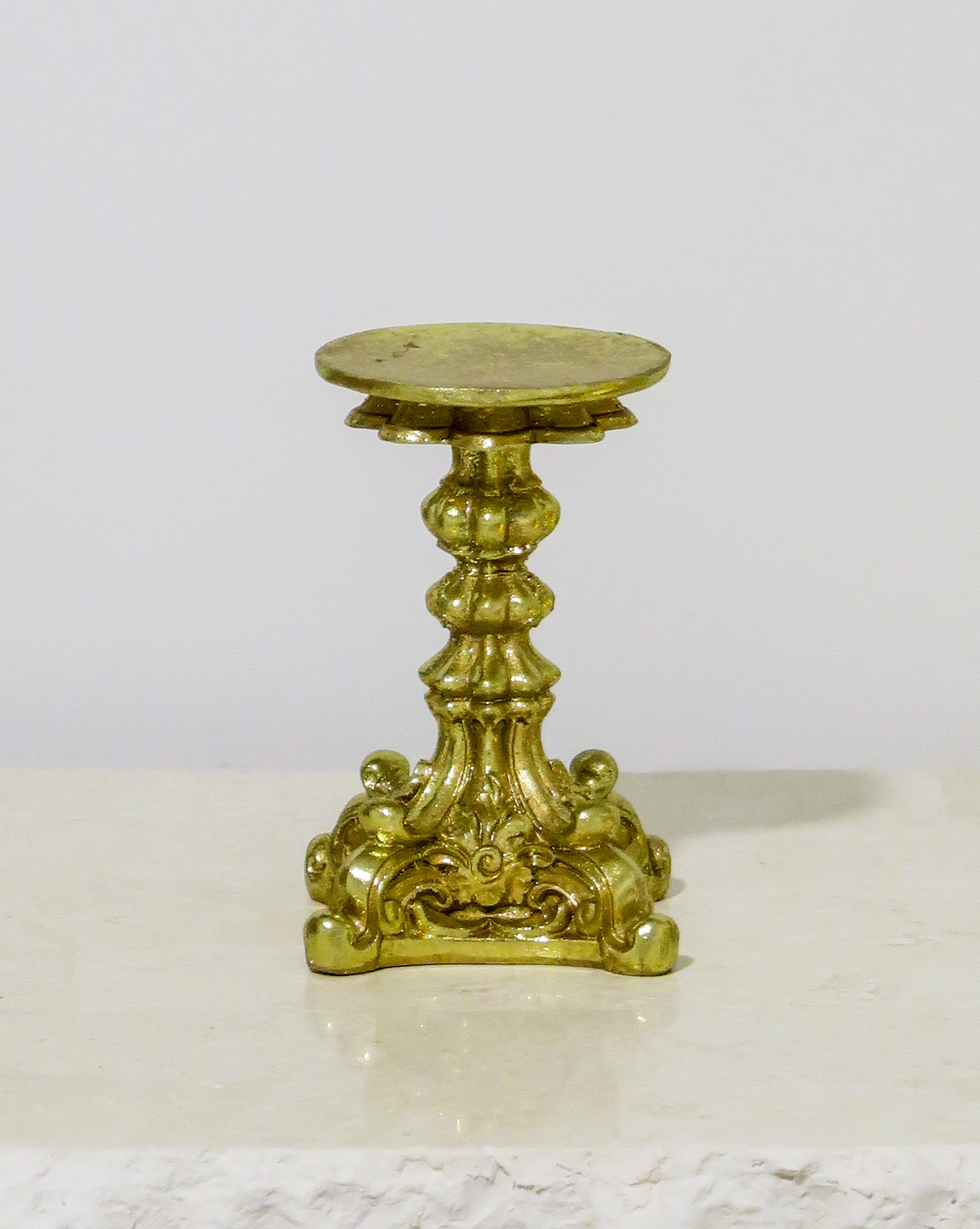 Gold Resin Pillar Candle Stand | Small