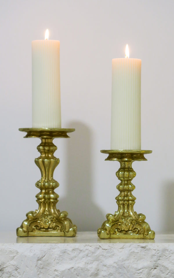 Gold Resin Pillar Candle Stand | Large