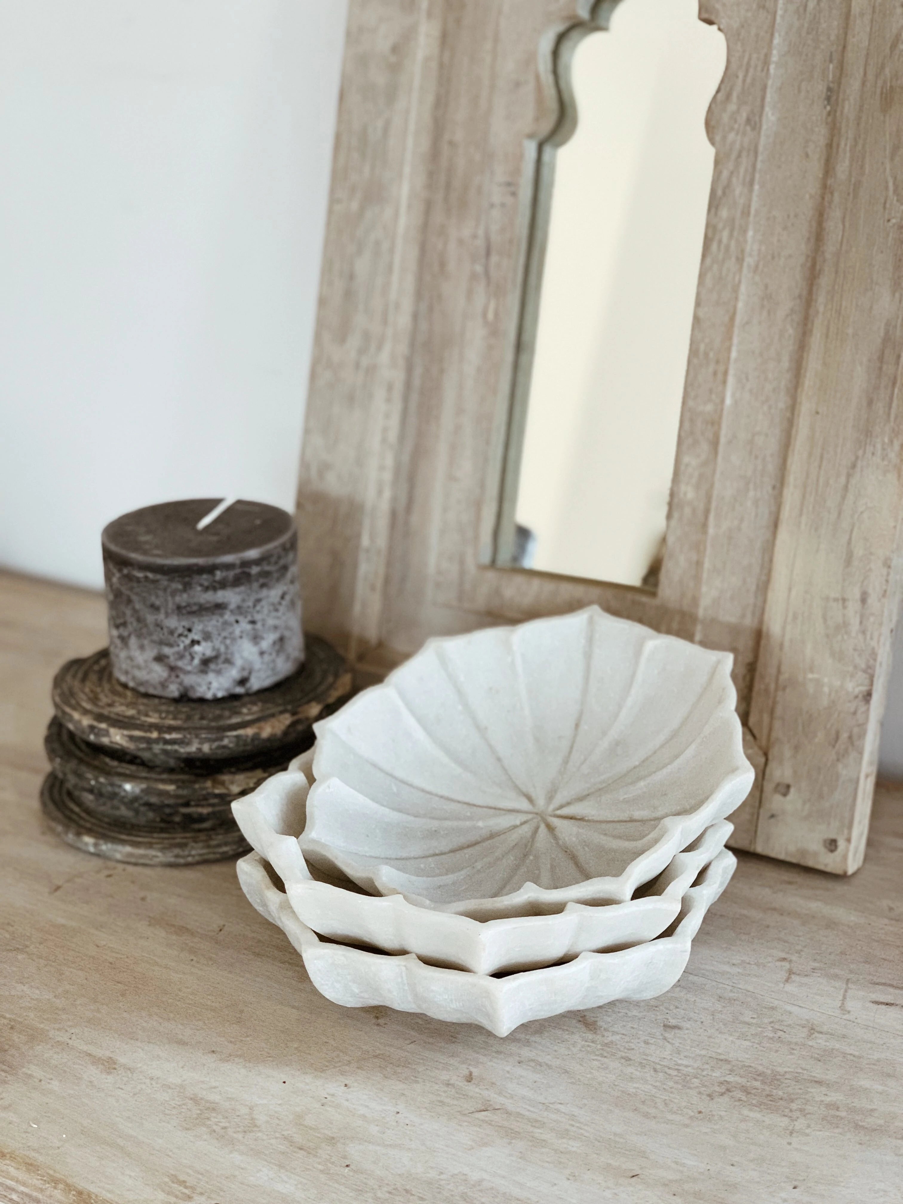 Indian Marble Lotus Bowl - 01
