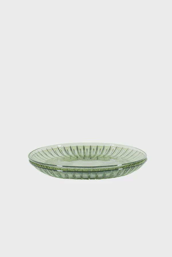 Green Set Of Two Glass Fruit Plate
