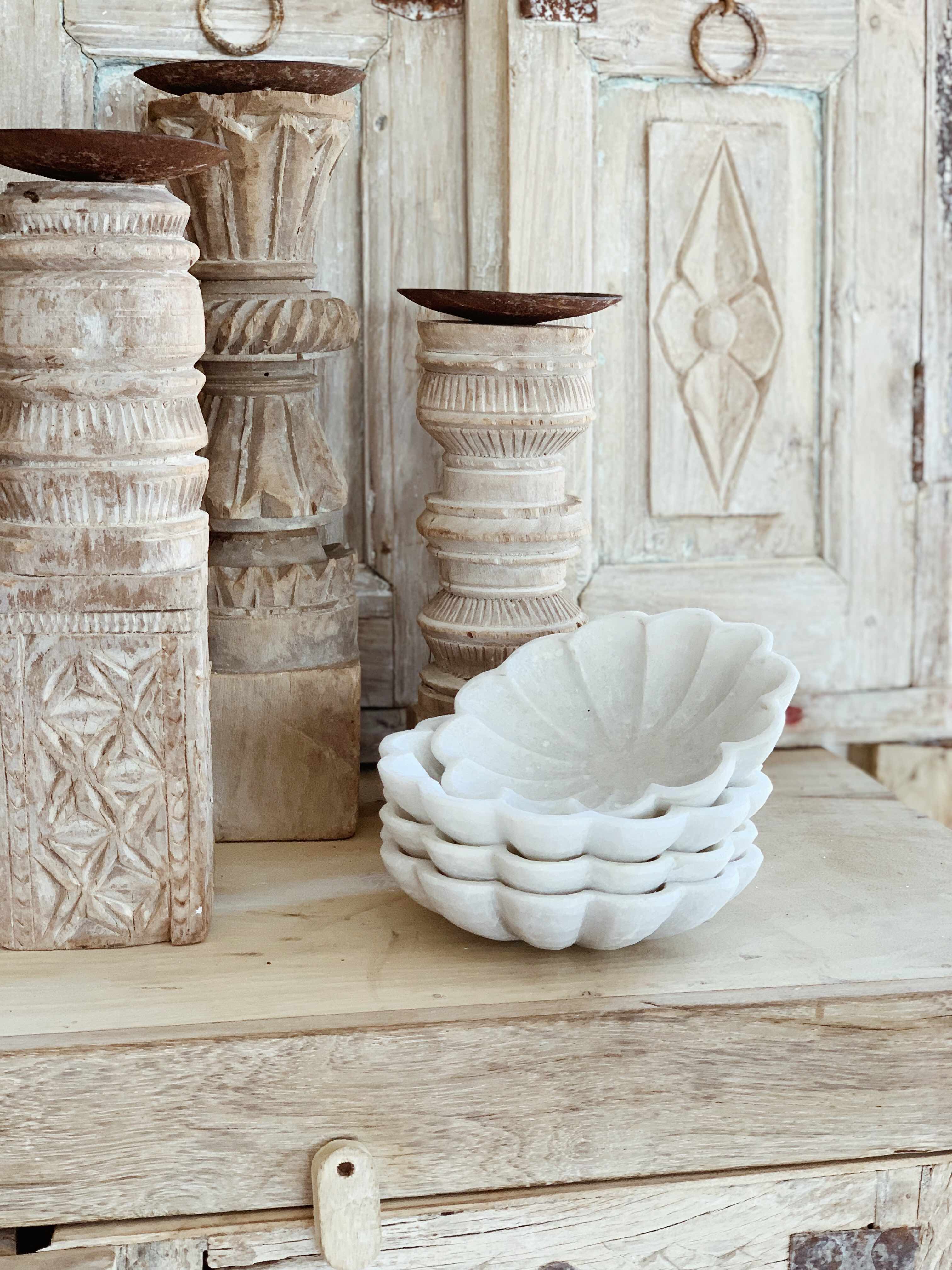 Indian Marble Lotus Bowl - 08