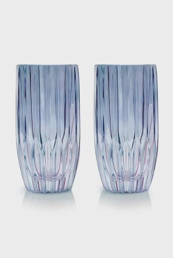 Blue Set Of Two Large Tumbler Glass
