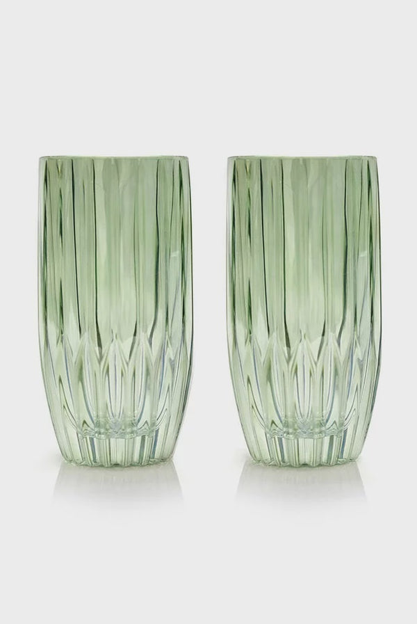 Green Set Of Two Large Tumbler Glass
