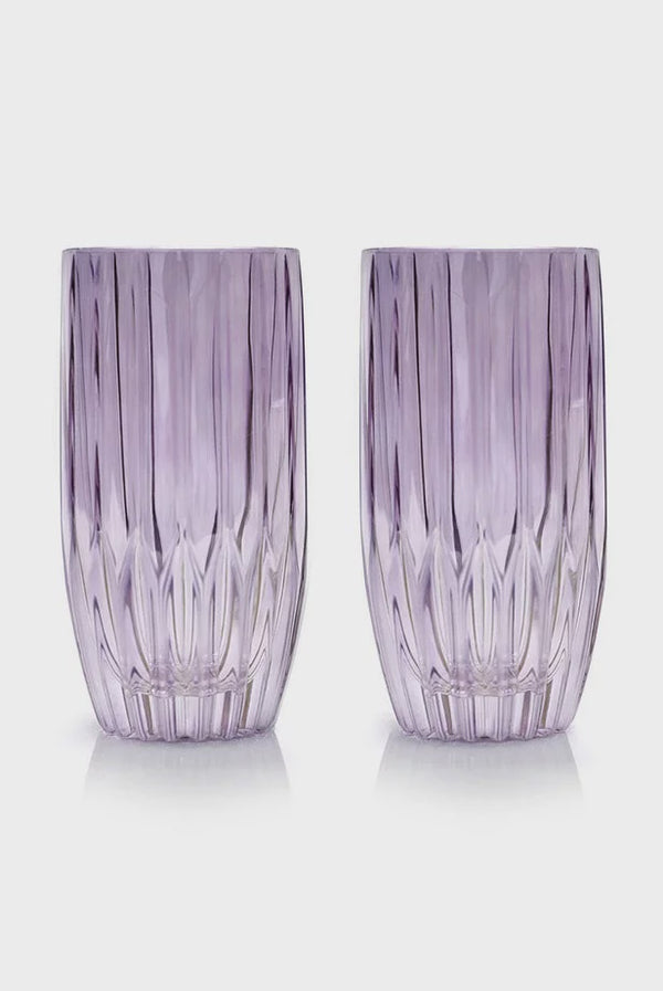 Purple Set Of Two Large Tumbler Glass