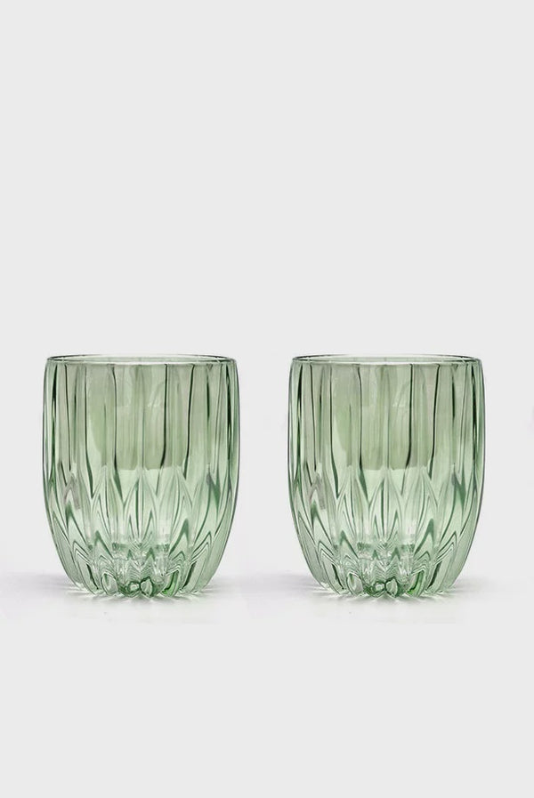 Green Set Of Two Small Tumbler Glass