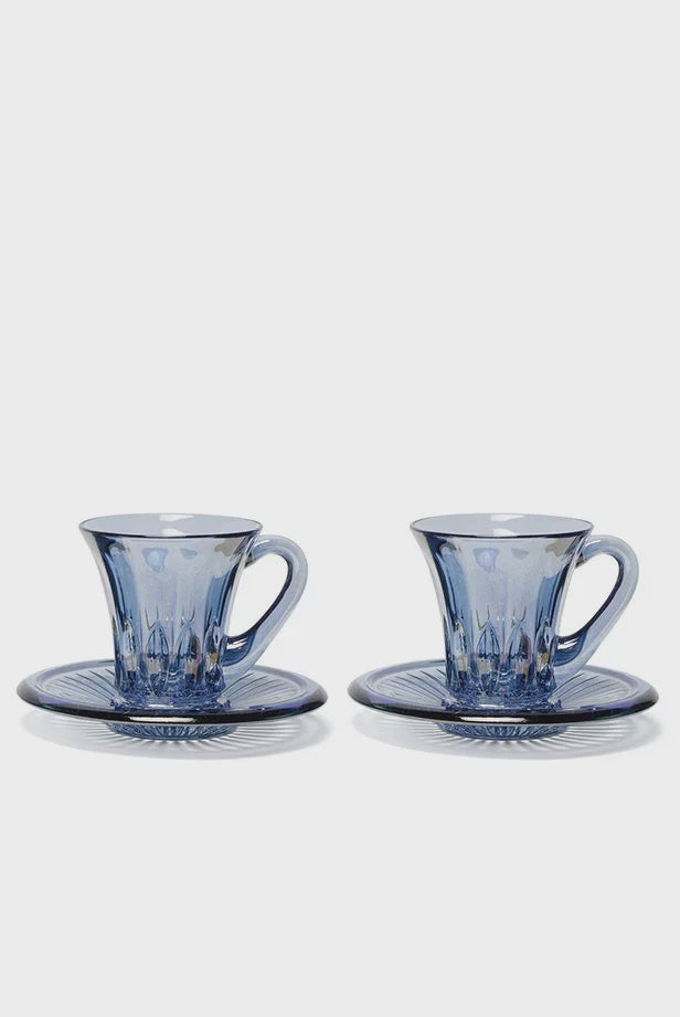 Blue Set Of Two Prestige Transparent Coffee Cups