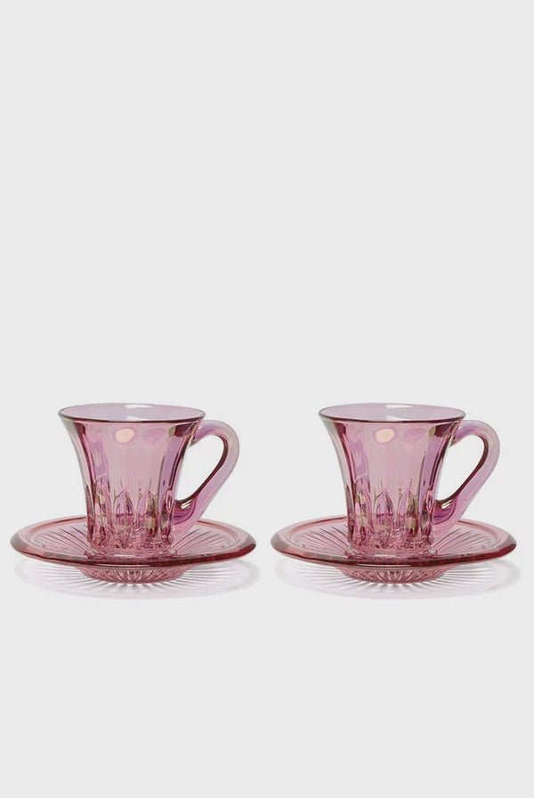 Pink Set Of Two Prestige Transparent Coffee Cups
