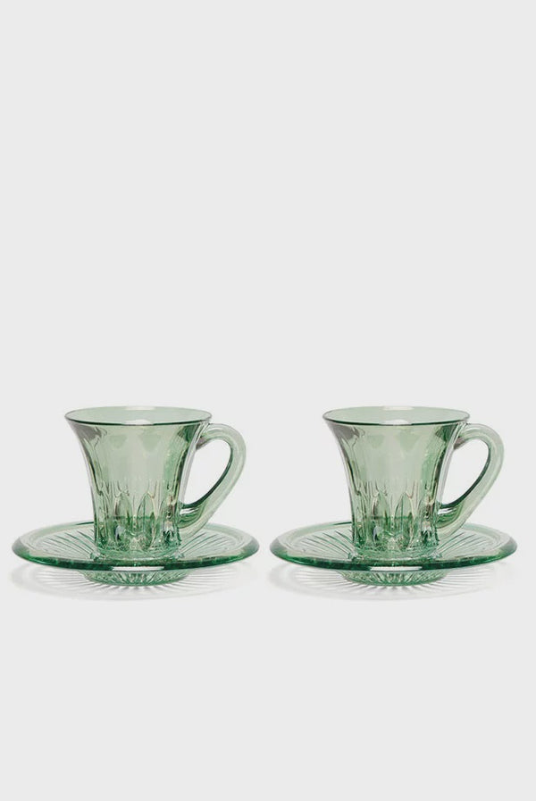 Green Set Of Two Prestige Transparent Coffee Cups