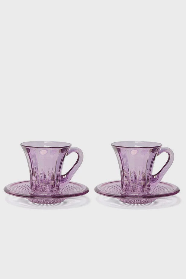 Purple Set Of Two Prestige Transparent Coffee Cups