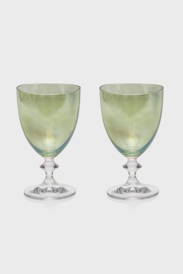 Green Set Of Two Rosy Wine Glass