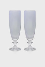 Blue Set Of Two Rosy Flute Glass
