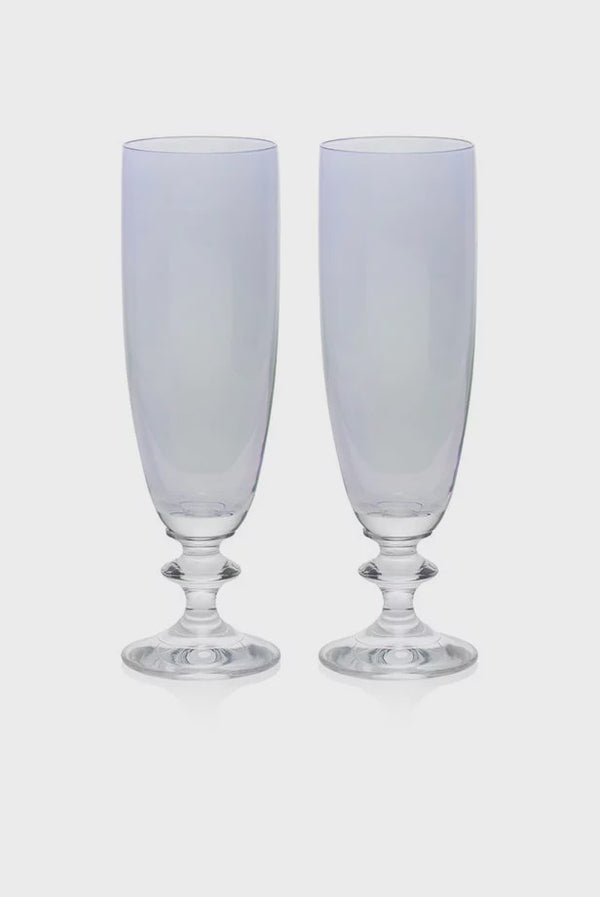 Blue Set Of Two Rosy Flute Glass