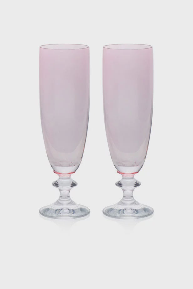Pink Set Of Two Rosy Flute Glass