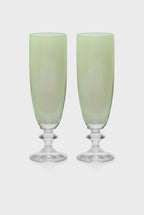 Green Set Of Two Rosy Flute Glass