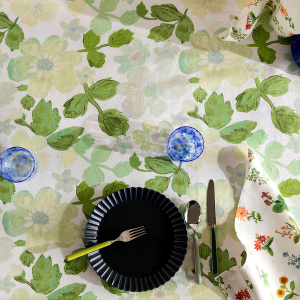 Pastel Floral Green Tablecloth | Large