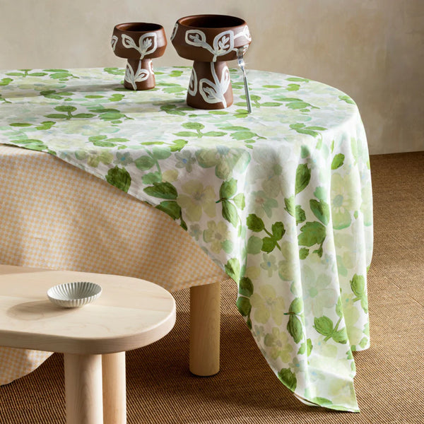 Pastel Floral Green Tablecloth | Large