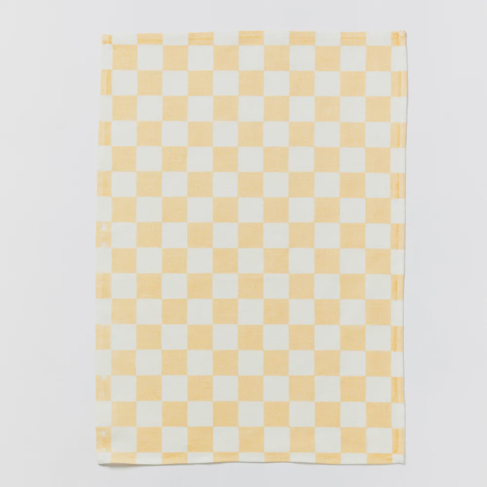 Small Checkers Peach Tea Towel