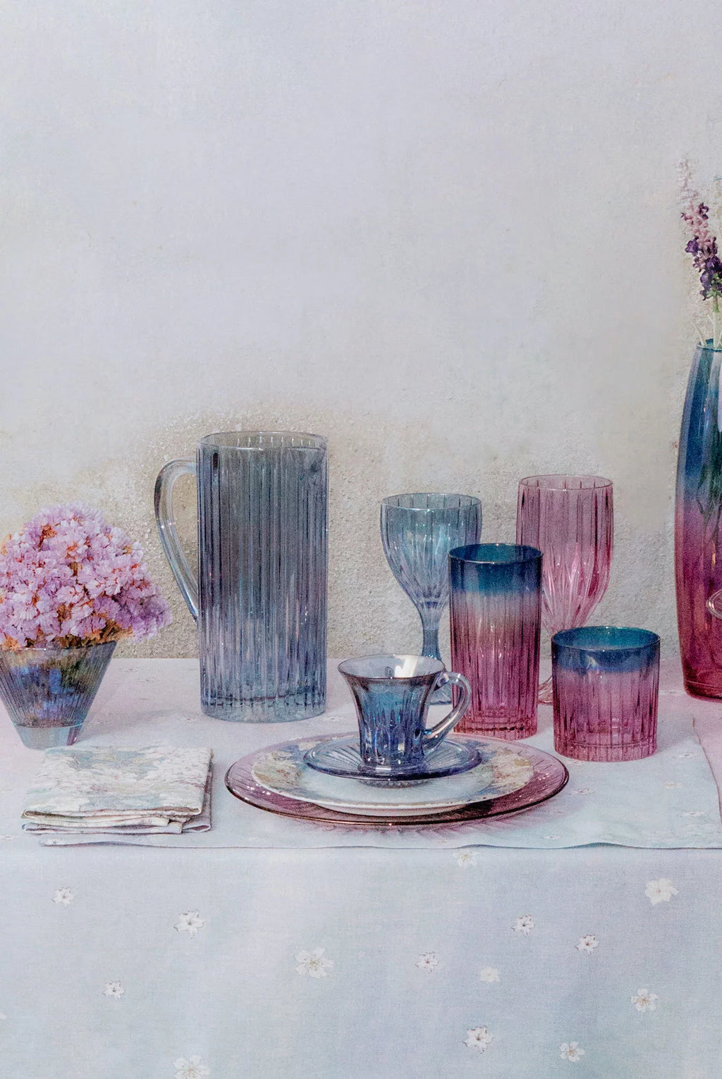 Blue Ridged Pitcher Glass Prestige