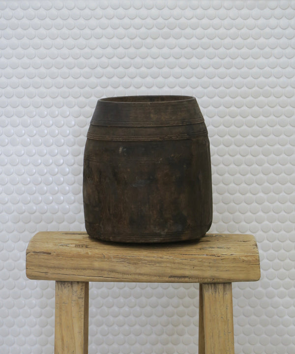 Vintage Indian Wooden Pot