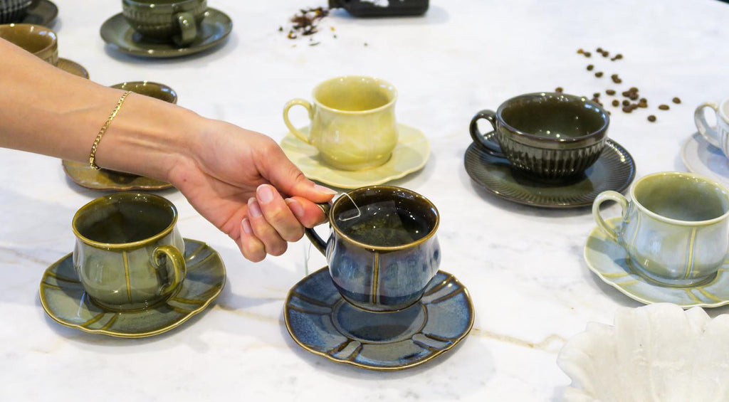 Vera Cup and Saucer Set - Pine (Dark Green)