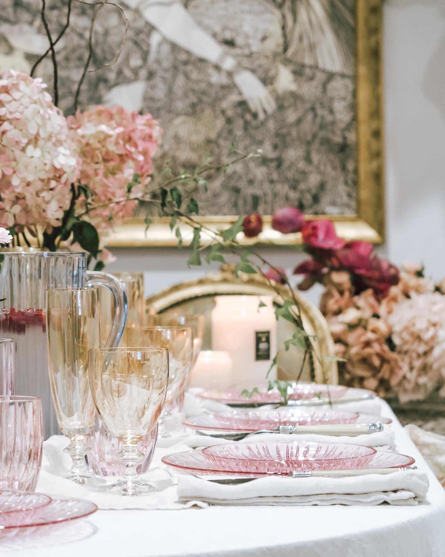 Pink Set Of Two Glass Plate