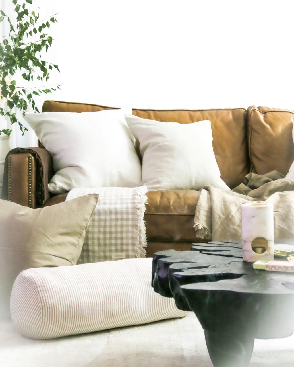 Linen Cushion - Coconut | EURO